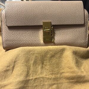 Chloe Taupe Leather Clutch